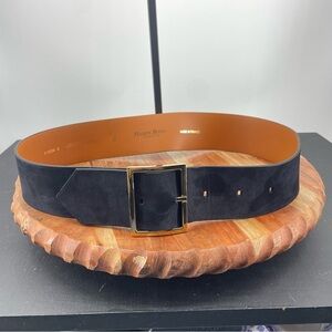 Maison Bionet belt dark gray nubuck leather made in France gold hardware Sz 30